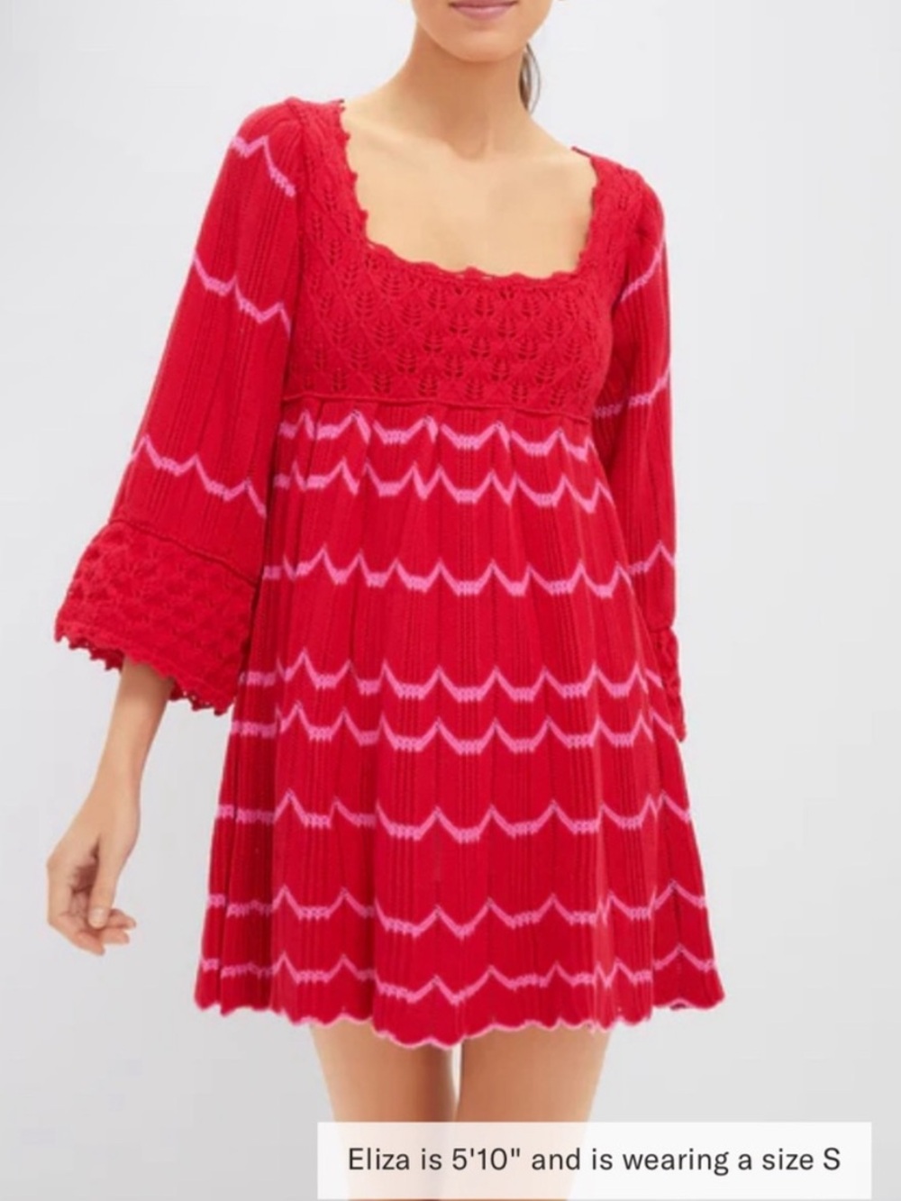 Tuckernuck Pomander Place Red Crochet Trim Devon Dress XS NWT - Picture 5 of 14